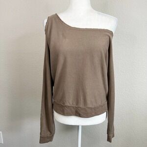 LANSTON One Shoulder Pullover Sweater Long Sleeves Cold Shoulder Women's S